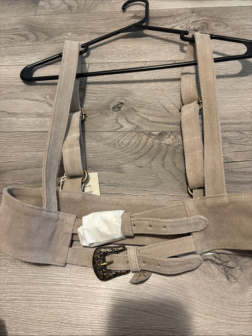 Free People Beige Suede Harness Belt Bag